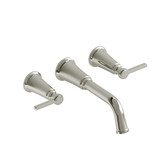 Momenti 8 Inch Wall-Mount Bathroom Faucet - Polished Nickel with Lever Handles | Model Number: MMSQ03LPN-05 - Product Knockout
