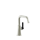 Momenti Single Hole Bathroom Faucet - Polished Nickel and Black with J-Shaped Handles | Model Number: MMSQS00JPNBK-05 - Product Knockout