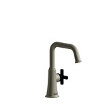 Momenti Single Hole Bathroom Faucet - Brushed Nickel and Black with X-Shaped Handles | Model Number: MMSQS00XBNBK - Product Knockout