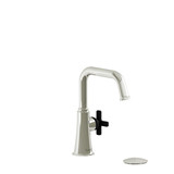 Momenti Single Hole Bathroom Faucet - Polished Nickel and Black with X-Shaped Handles | Model Number: MMSQS01XPNBK-05 - Product Knockout