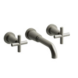 DISCONTINUED-Pallace Wall Mount Lavatory Faucet .5 GPM - Brushed Nickel with Cross Handles | Model Number: PA03+BN-05 - Product Knockout