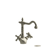 Retro Single Hole Lavatory Faucet .5 GPM - Brushed Nickel with Cross Handles | Model Number: RT01+BN-05 - Product Knockout