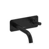 Riu Wall-Mount Bathroom Faucet - Black with Knurled Lever Handles | Model Number: RU11KNBK-05 - Product Knockout