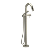 Riu 2-Way Type T (Thermostatic) Coaxial Floor-Mount Tub Filler With Hand Shower - Brushed Nickel | Model Number: RU39BN-EX - Product Knockout