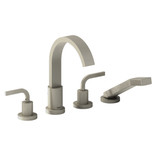 DISCONTINUED-Silhouette 4-Hole Deck Mount Tub Filler - Brushed Nickel | Model Number: SHTM12LBN - Product Knockout