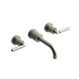 DISCONTINUED-Sylla 8 Inch Wall-Mount Bathroom Faucet - Brushed Nickel with Lever Handles | Model Number: SY03LBN - Product Knockout