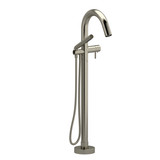Sylla 2-Way Type T (Thermostatic) Coaxial Floor-Mount Tub Filler With Hand Shower - Brushed Nickel | Model Number: SY39BN - Product Knockout