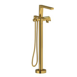 Ode 2-Way Type T (Thermostatic) Coaxial Floor-Mount Tub Filler With Hand Shower Trim - Brushed Gold | Model Number: TOD39BG - Product Knockout
