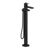Kubik 2-Way Type T (Thermostatic) Coaxial Floor-Mount Tub Filler With Hand Shower - Black | Model Number: US39BK-EX - Product Knockout
