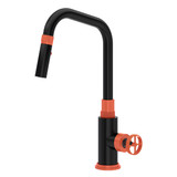 Campo™ Pull-Down Kitchen Faucet - Matte Black/Orange | Model Number: CP56D1IWMBO