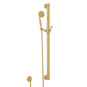 36 Inch Decorative Grab Bar Set with Single-Function Anti-Calcium Handshower Hose and Outlet - Italian Brass | Model Number: 1272EIB - Product Knockout