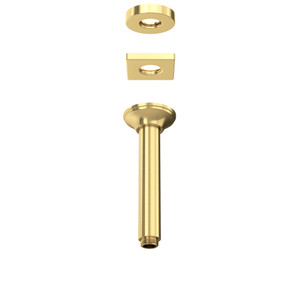 DISCONTINUED-6 11/16 Inch Traditional Ceiling Mount Shower Arm - Satin Unlacquered Brass | Model Number: 1505/6SUB