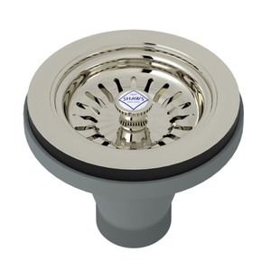 Manual Basket Strainer with Logo Branded White Porcelain Pull Knob - Polished Nickel | Model Number: SHW734PN - Product Knockout