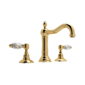 Acqui Column Spout Widespread Bathroom Faucet - Italian Brass with Crystal Metal Lever Handle | Model Number: A1409LCIB-2 - Product Knockout