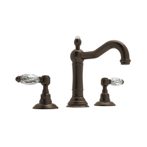 Robinet de salle de bain en plusieurs parties et bec vertical Acqui - Tuscan Brass - Laiton toscan avec poignée à levier en métal et cristal  | Numéro de modèle: A1409LCTCB-2 - Produit épuisé