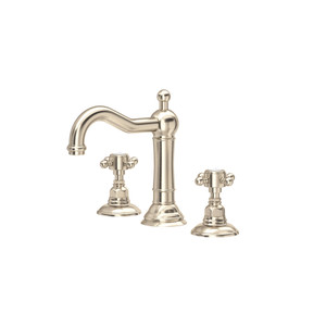 Acqui Column Spout Widespread Bathroom Faucet - Satin Nickel with Cross Handle | Model Number: A1409XMSTN-2 - Product Knockout