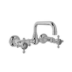 DISCONTINUED-Acqui Wall Mount Bridge Bathroom Faucet - Polished Chrome with Crystal Cross Handle | Model Number: A1423XCAPC-2 - Product Knockout