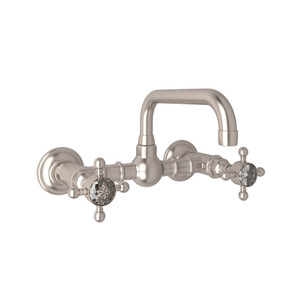 ROHL Acqui Wall Mount Bridge Bathroom Faucet - Satin Nickel with