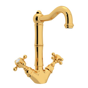 DISCONTINUED-Acqui Single Hole Column Spout Bar/ Food Prep Faucet - Italian Brass with Cross Handle | Model Number: A1470XMIB-2 - Product Knockout