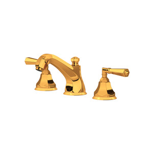 Palladian High Neck Widespread Bathroom Faucet - Italian Brass with Metal Lever Handle | Model Number: A1908LMIB-2 - Product Knockout