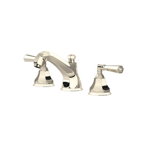 Palladian High Neck Widespread Bathroom Faucet - Polished Nickel with Metal Lever Handle | Model Number: A1908LMPN-2 - Product Knockout