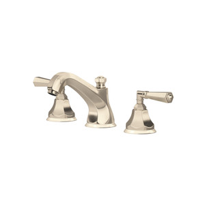 Palladian High Neck Widespread Bathroom Faucet - Satin Nickel with Metal Lever Handle | Model Number: A1908LMSTN-2 - Product Knockout