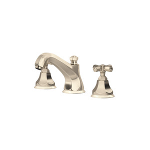 Palladian High Neck Widespread Bathroom Faucet - Satin Nickel with Cross Handle | Model Number: A1908XMSTN-2 - Product Knockout