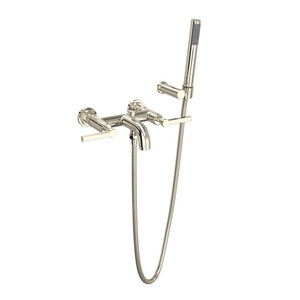 Lombardia Wall Mount Exposed Tub Set with Handshower - Polished Nickel with Metal Lever Handle | Model Number: A2202LMPN - Product Knockout