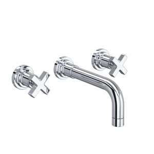 Lombardia Wall Mount Widespread Bathroom Faucet - Polished Chrome with Cross Handle | Model Number: A2207XMAPCTO-2 - Product Knockout