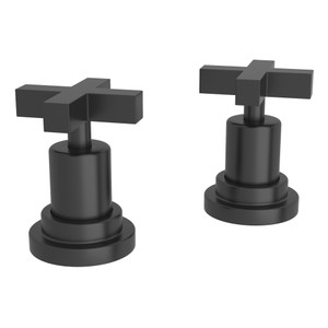 DISCONTINUED-Lombardia Set of Hot and Cold 1/2 Inch Sidevalves - Matte Black with Cross Handle | Model Number: A2211XMMB - Product Knockout