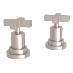 DISCONTINUED-Lombardia Set of Hot and Cold 1/2 Inch Sidevalves - Satin Nickel with Cross Handle | Model Number: A2211XMSTN - Product Knockout