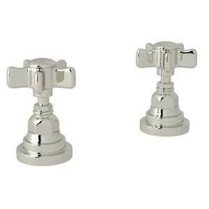 DISCONTINUED-San Giovanni Set of Hot and Cold 1/2 Inch Sidevalves - Polished Nickel with Five Spoke Cross Handle | Model Number: A2311XPN - Product Knockout