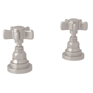 DISCONTINUED-San Giovanni Set of Hot and Cold 1/2 Inch Sidevalves - Satin Nickel with Five Spoke Cross Handle | Model Number: A2311XSTN - Product Knockout