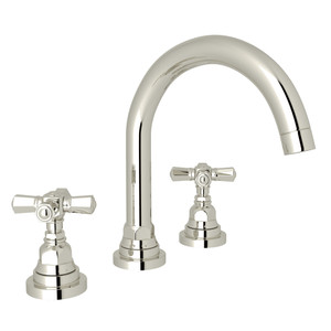San Giovanni C-Spout Widespread Bathroom Faucet - Polished Nickel with Cross Handle | Model Number: A2328XMPN-2 - Product Knockout