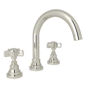 San Giovanni C-Spout Widespread Bathroom Faucet - Polished Nickel with Five Spoke Cross Handle | Model Number: A2328XPN-2 - Product Knockout