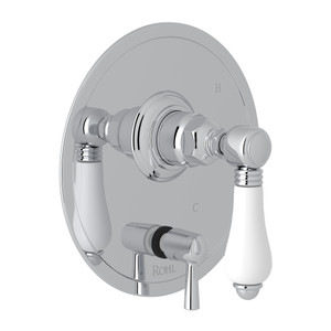 Pressure Balance Trim with Diverter - Polished Chrome with White Porcelain Lever Handle | Model Number: A2410NLPAPC - Product Knockout