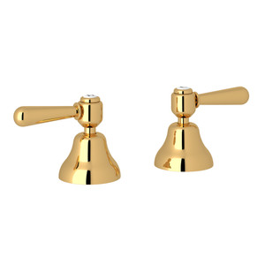 DISCONTINUED-Verona Deck Mount Set of Hot and Cold 1/2 Inch Sidevalves - Italian Brass with Metal Lever Handle | Model Number: A2711LMIB - Product Knockout