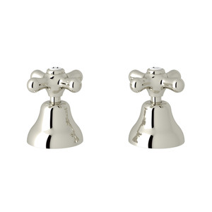DISCONTINUED-Verona Deck Mount Set of Hot and Cold 1/2 Inch Sidevalves - Polished Nickel with Cross Handle | Model Number: A2711XMPN - Product Knockout