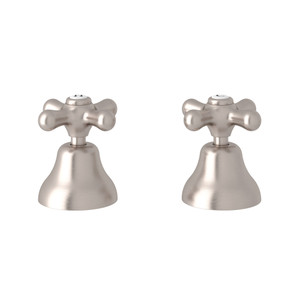 DISCONTINUED-Verona Deck Mount Set of Hot and Cold 1/2 Inch Sidevalves - Satin Nickel with Cross Handle | Model Number: A2711XMSTN - Product Knockout