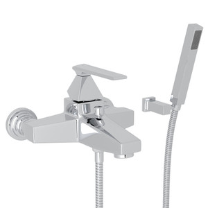 DISCONTINUED-Vincent Wall Mount Exposed Tub Set with Handshower - Polished Chrome with Metal Lever Handle | Model Number: A3001LVAPC - Product Knockout