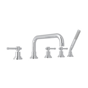 Campo 5-Hole Deck Mount Tub Filler - Polished Chrome with Industrial Metal Lever Handle | Model Number: A3314ILAPC - Product Knockout