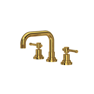 Campo U-Spout Widespread Bathroom Faucet - Unlacquered Brass with Industrial Metal Lever Handle | Model Number: A3318ILULB-2