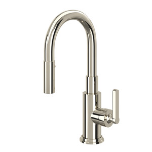 Lombardia Pulldown Bar and Food Prep Faucet - Polished Nickel with Metal Lever Handle | Model Number: A3430SLMPN-2 - Product Knockout