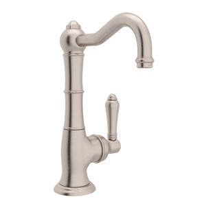 DISCONTINUED-Cinquanta Single Hole Column Spout Kitchen Faucet - Satin Nickel with Metal Lever Handle | Model Number: A3650LMSTN-2 - Product Knockout