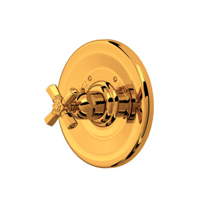 Palladian Thermostatic Trim Plate without Volume Control - Italian Brass with Cross Handle | Model Number: A4814XMIB - Product Knockout