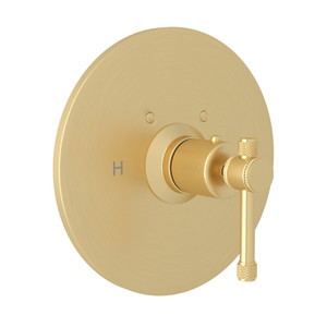 Campo Thermostatic Trim Plate without Volume Control - Satin Unlacquered Brass with Industrial Metal Lever Handle | Model Number: A4914ILSUB - Product Knockout