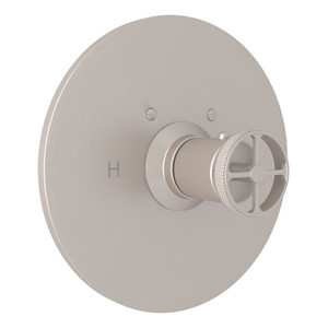 Campo Thermostatic Trim Plate without Volume Control - Satin Nickel with Industrial Metal Wheel Handle | Model Number: A4914IWSTN - Product Knockout