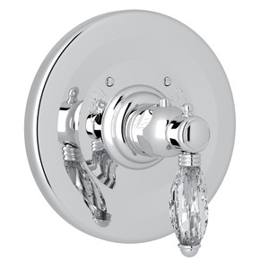 Thermostatic Trim Plate without Volume Control - Polished Chrome with Crystal Metal Lever Handle | Model Number: A4914LCAPC - Product Knockout