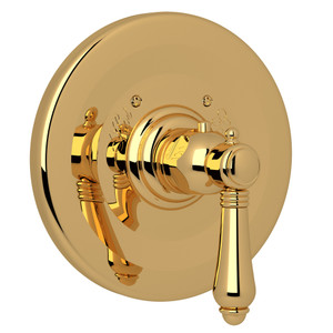 Thermostatic Trim Plate without Volume Control - Unlacquered Brass with Metal Lever Handle | Model Number: A4914LMULB - Product Knockout