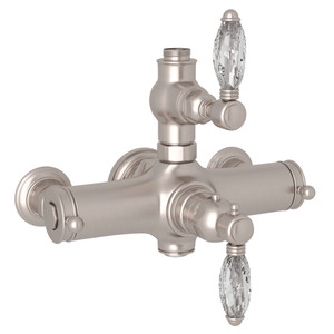 Exposed Thermostatic Valve - Satin Nickel with Crystal Metal Lever Handle | Model Number: A4917LCSTN - Product Knockout